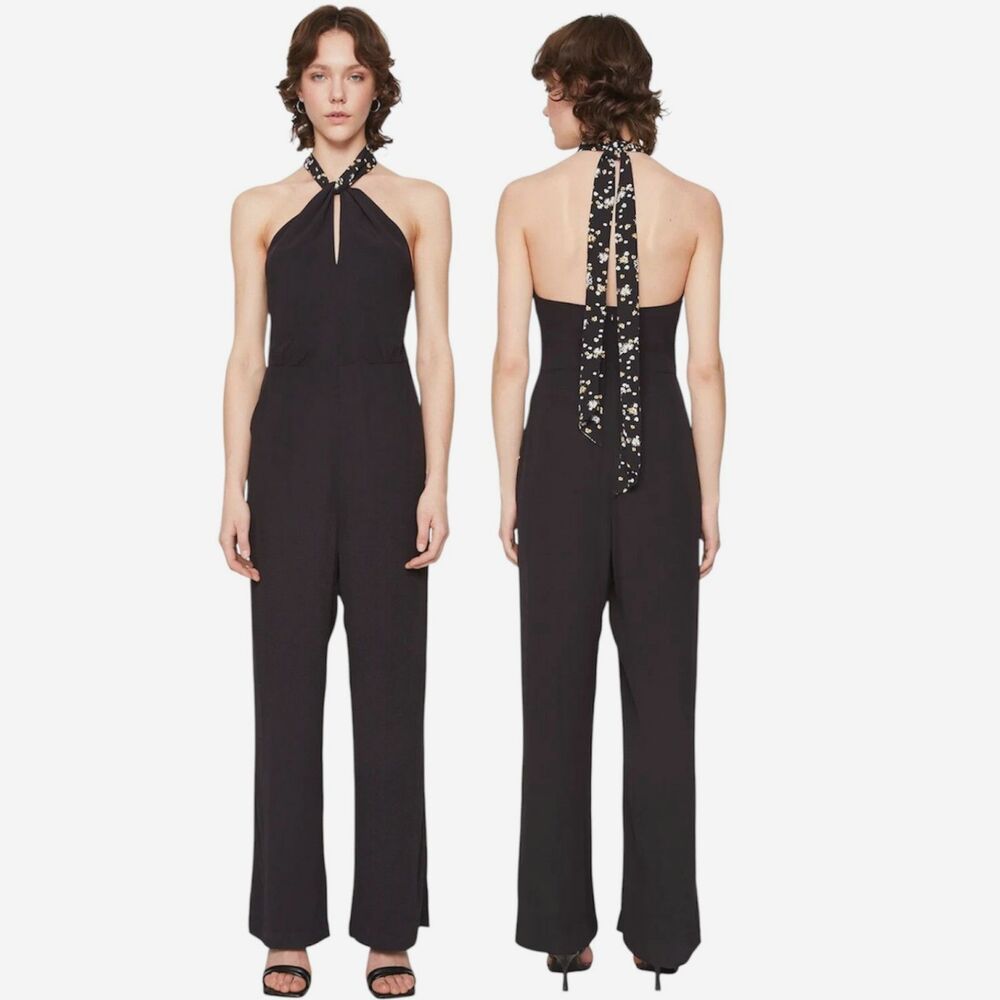 NWT Scotch And Soda Floral Tie Contrast Bow Halter Jumpsuit Size 36/6